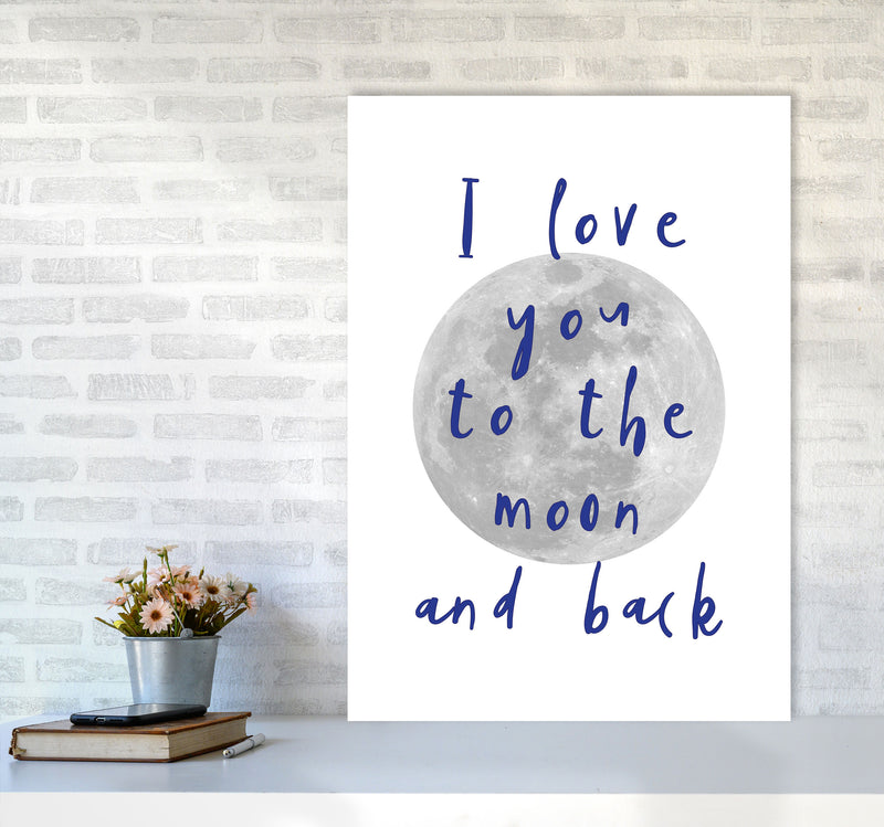 I Love You To The Moon And Back Navy Framed Typography Wall Art Print A1 Black Frame