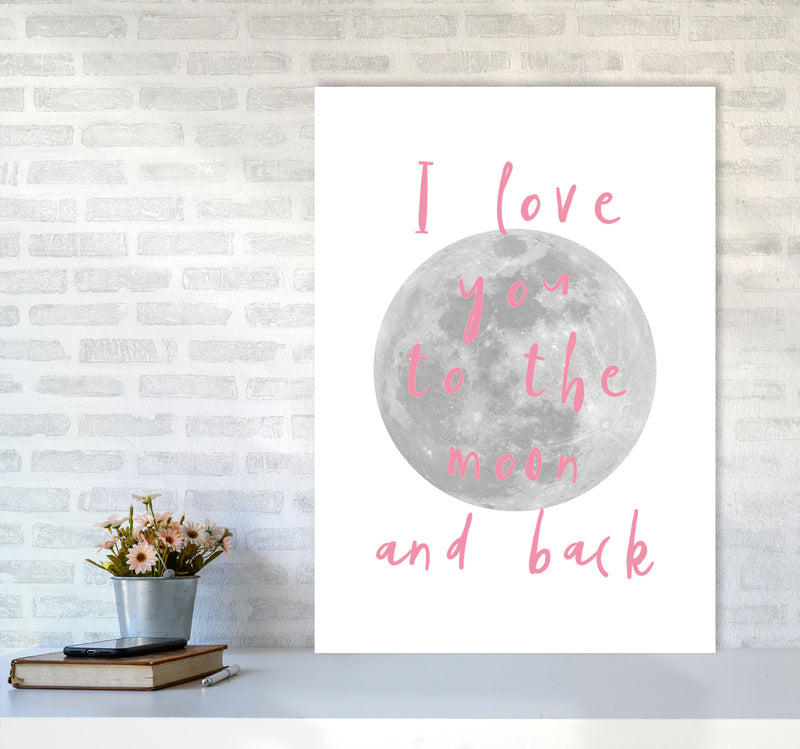I Love You To The Moon And Back Pink Framed Typography Wall Art Print A1 Black Frame