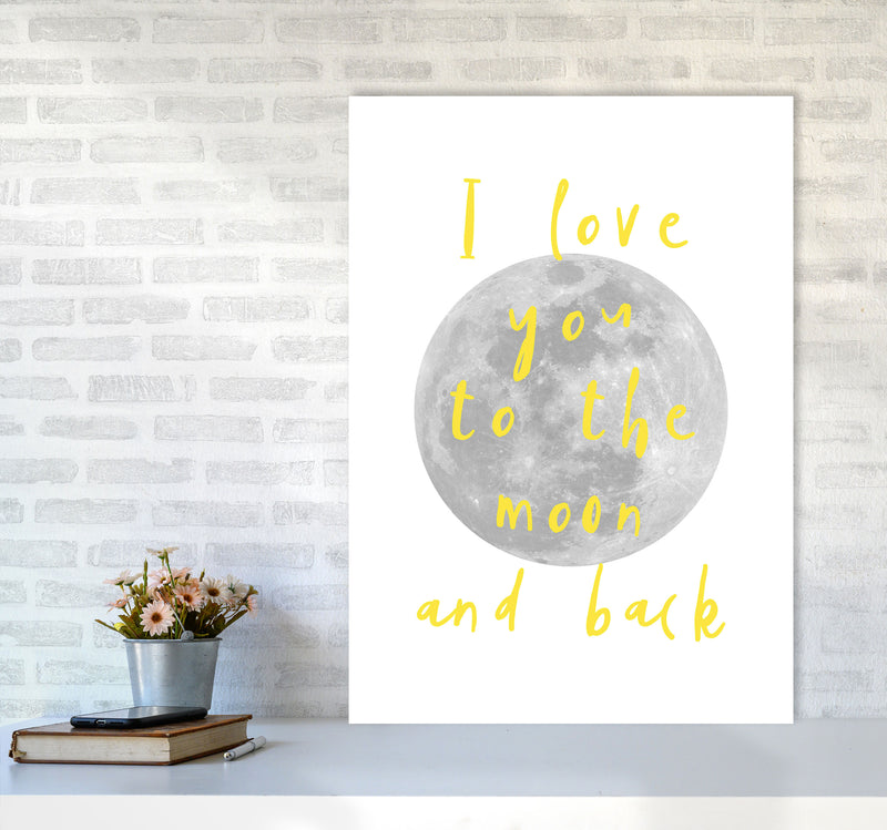 I Love You To The Moon And Back Yellow Framed Typography Wall Art Print A1 Black Frame