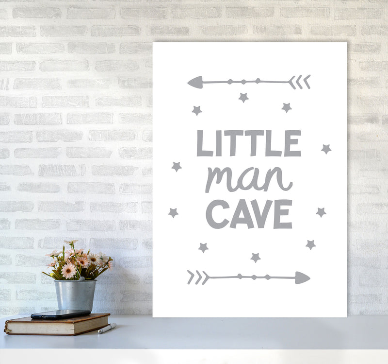 Little Man Cave Grey Arrows Framed Nursey Wall Art Print A1 Black Frame