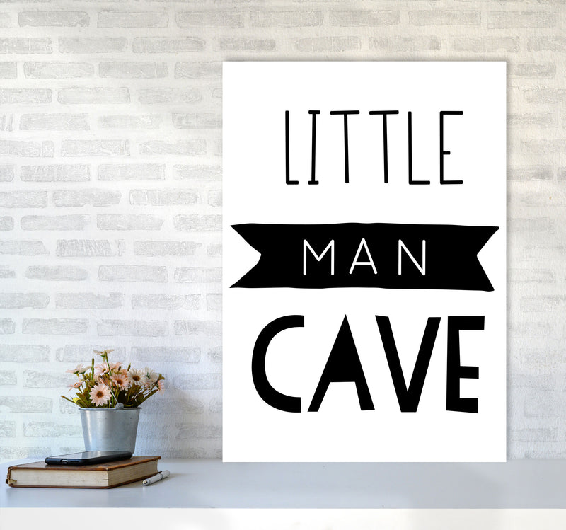Little Man Cave Black Banner Framed Nursey Wall Art Print A1 Black Frame