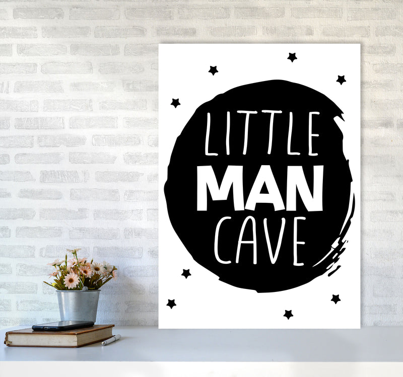 Little Man Cave Black Circle Framed Nursey Wall Art Print A1 Black Frame