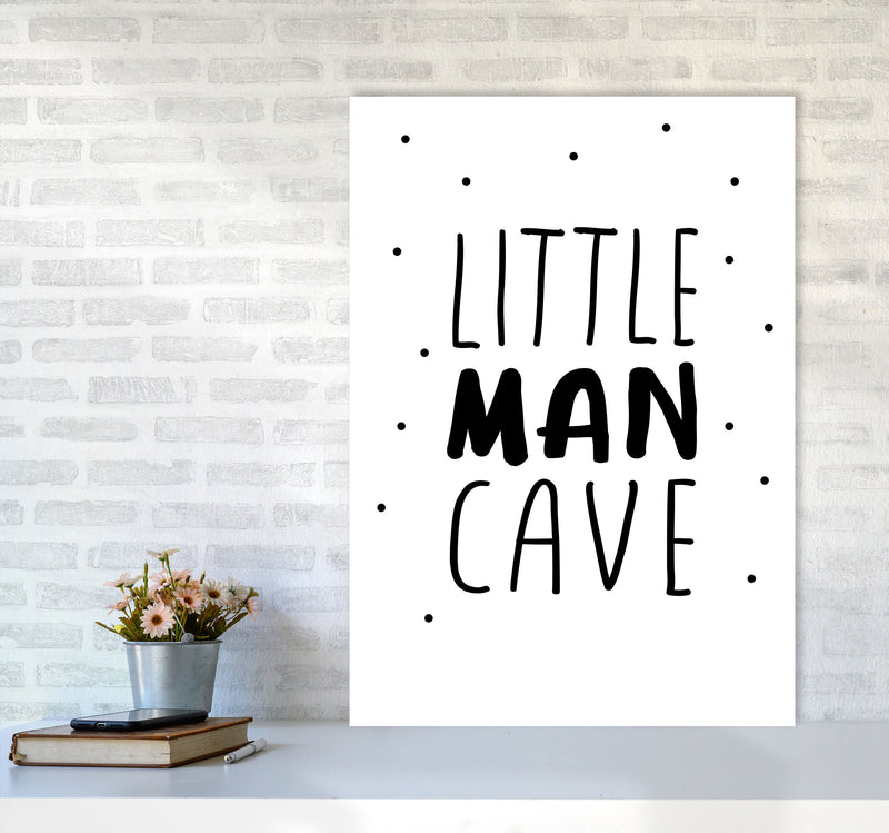 Little Man Cave Black Dots Framed Nursey Wall Art Print A1 Black Frame