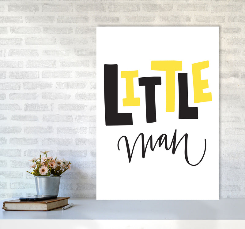 Little Man Yellow And Black Framed Nursey Wall Art Print A1 Black Frame