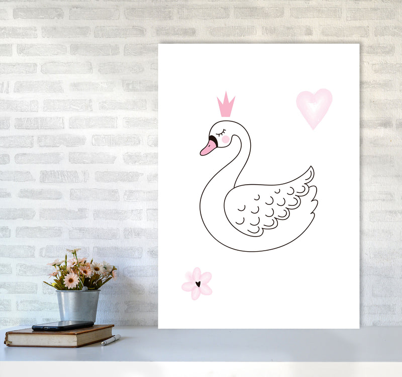 White Swan Modern Print, Animal Art Print A1 Black Frame