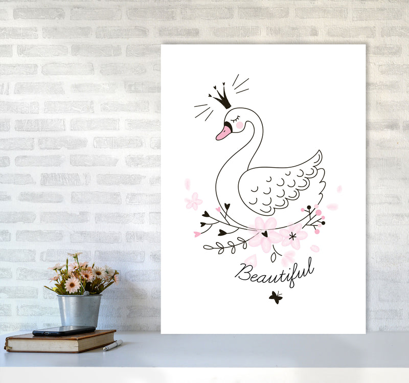 Beautiful Swan Modern Print Animal Art Print A1 Black Frame