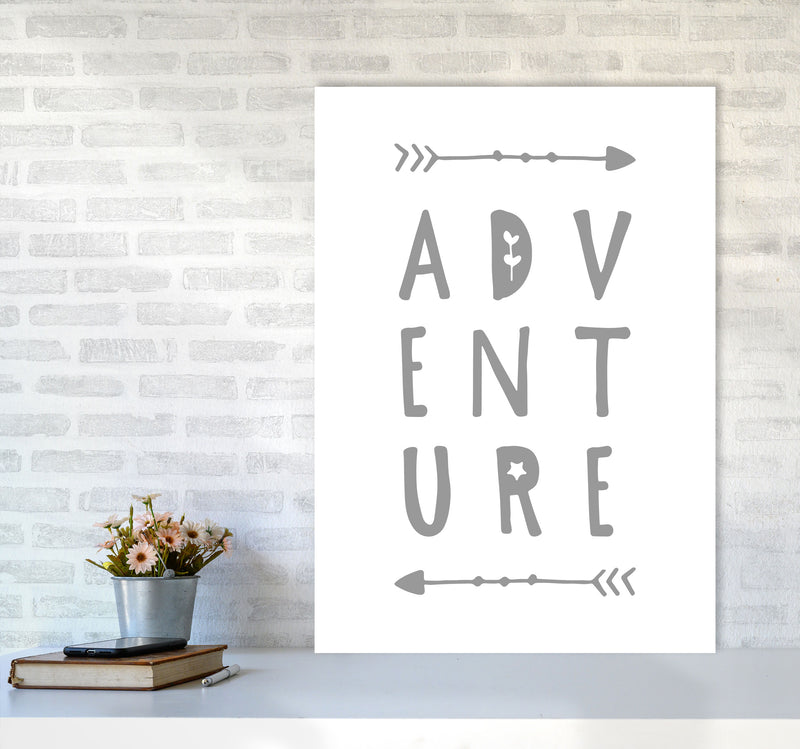 Adventure Grey Framed Typography Wall Art Print A1 Black Frame