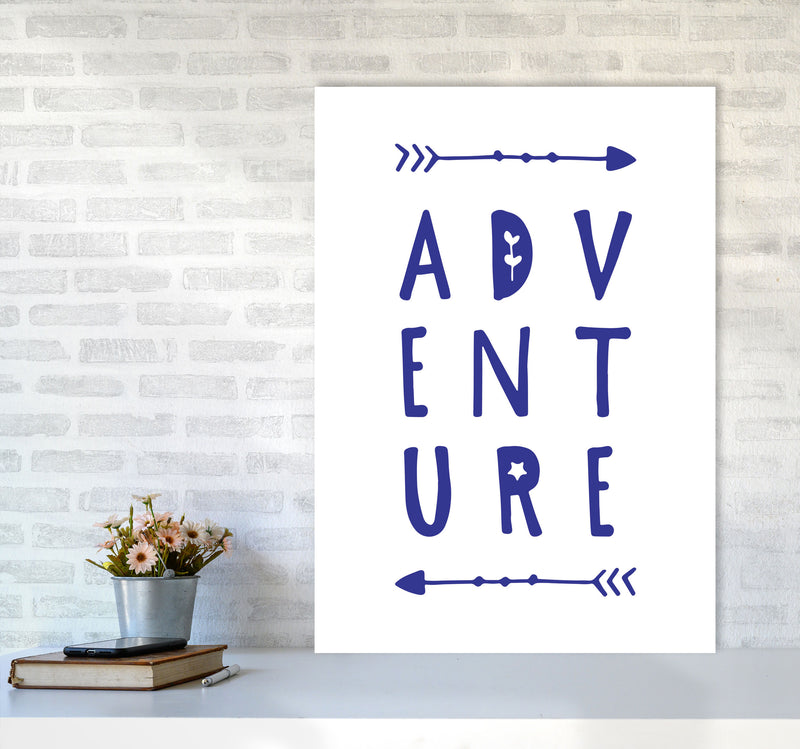 Adventure Navy Framed Typography Wall Art Print A1 Black Frame