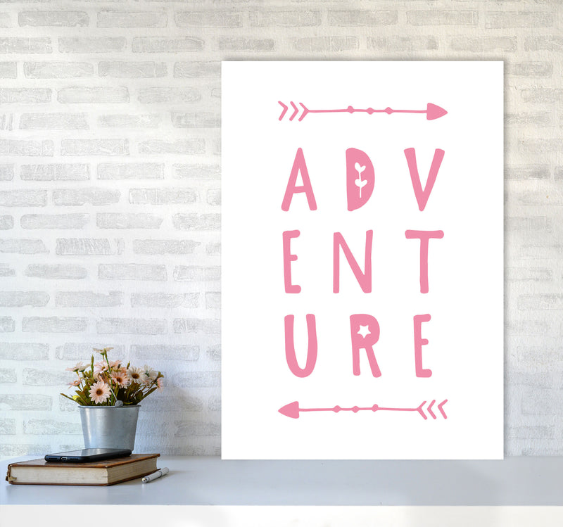 Adventure Pink Framed Typography Wall Art Print A1 Black Frame