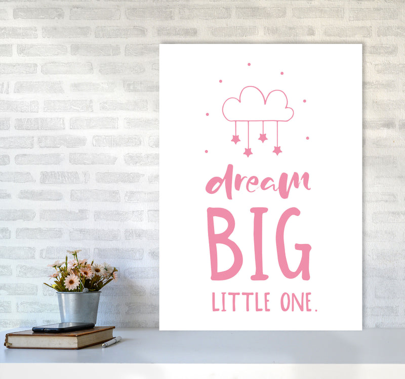 Dream Big Little One Pink Framed Nursey Wall Art Print A1 Black Frame