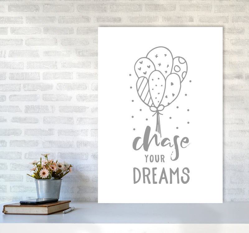 Chase Your Dreams Grey Framed Nursey Wall Art Print A1 Black Frame