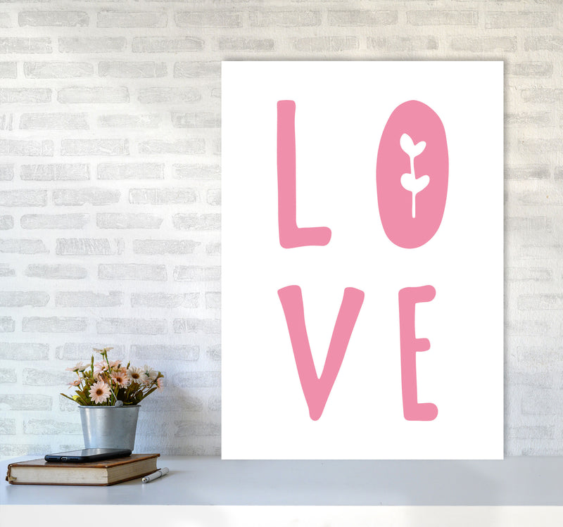 Love Pink Framed Typography Wall Art Print A1 Black Frame