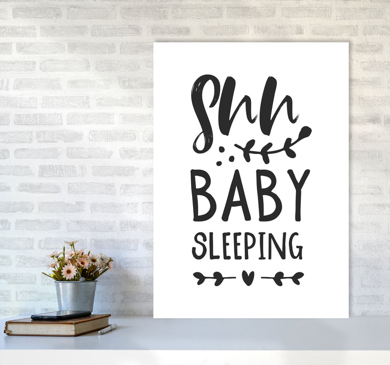 Shh Baby Sleeping Black Framed Nursey Wall Art Print A1 Black Frame