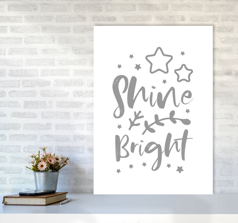 Shine Bright Grey Framed Nursey Wall Art Print A1 Black Frame