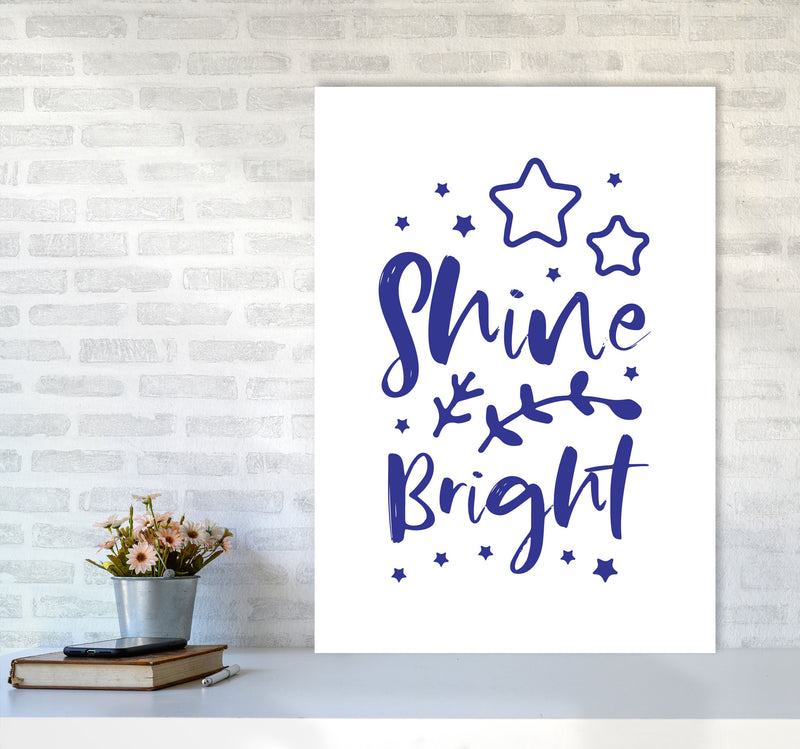 Shine Bright Navy Framed Nursey Wall Art Print A1 Black Frame