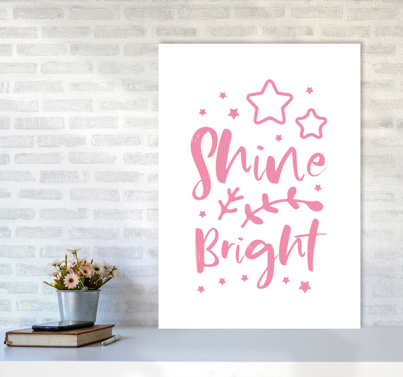 Shine Bright Pink Framed Nursey Wall Art Print A1 Black Frame