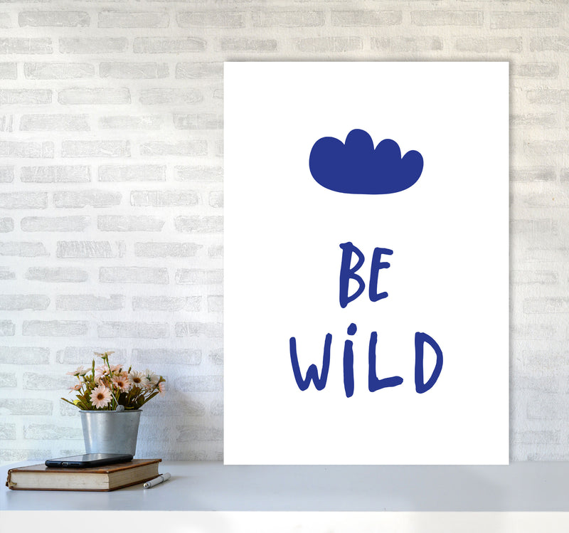 Be Wild Navy Framed Typography Wall Art Print A1 Black Frame