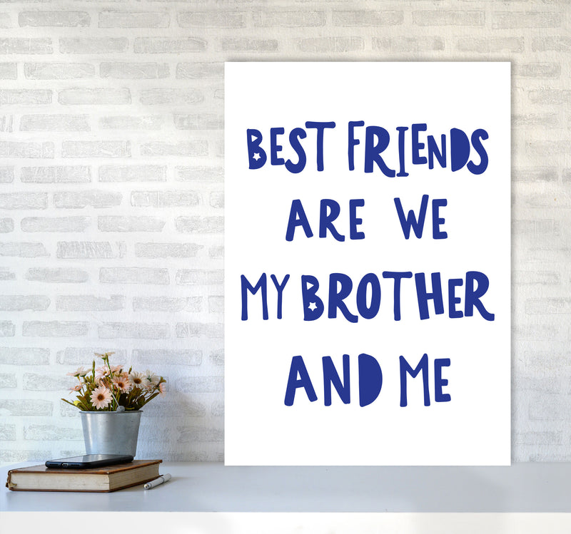 Brother Best Friends Navy Framed Nursey Wall Art Print A1 Black Frame