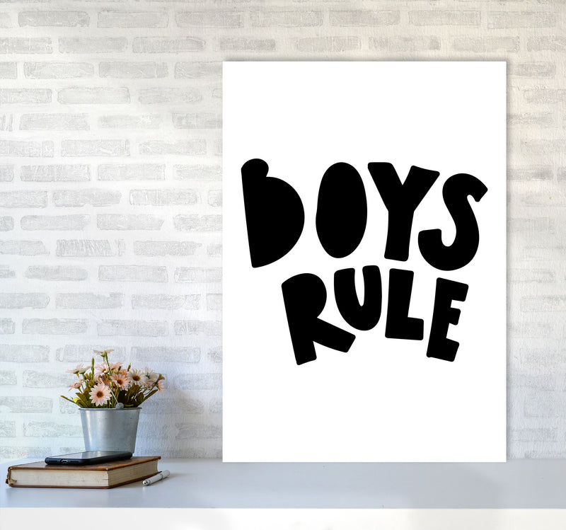 Boys Rule Black Framed Nursey Wall Art Print A1 Black Frame