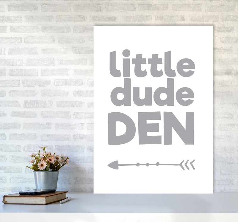 Little Dude Den Grey Framed Nursey Wall Art Print A1 Black Frame
