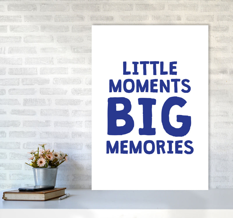 Little Moments Big Memories Navy Framed Nursey Wall Art Print A1 Black Frame