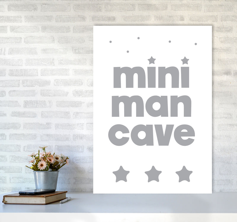 Mini Man Cave Grey Framed Nursey Wall Art Print A1 Black Frame
