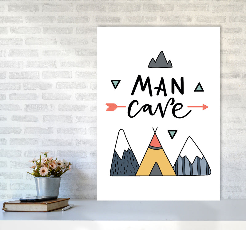Man Cave Mountains Framed Typography Wall Art Print A1 Black Frame