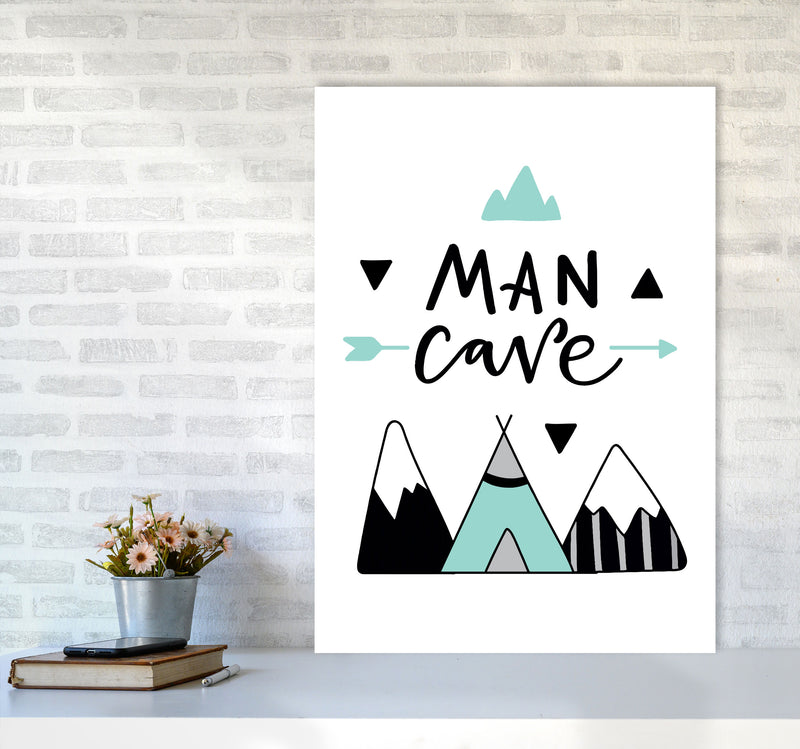Man Cave Mountains Mint And Black Framed Typography Wall Art Print A1 Black Frame