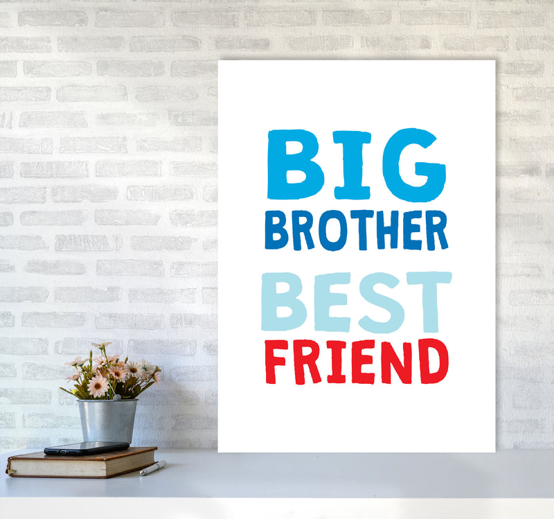 Big Brother Best Friend Blue Framed Typography Wall Art Print A1 Black Frame
