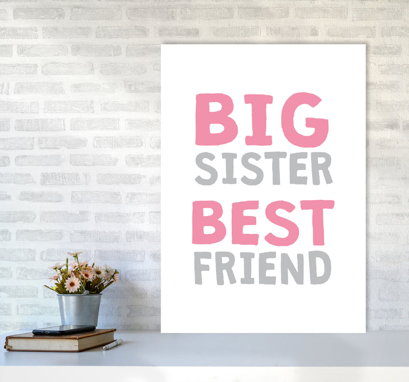 Big Sister Best Friend Pink Framed Typography Wall Art Print A1 Black Frame