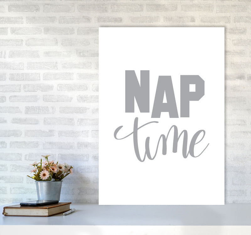 Nap Time Grey Framed Typography Wall Art Print A1 Black Frame