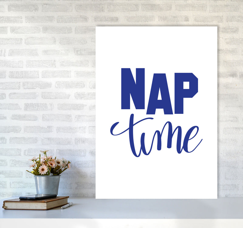 Nap Time Navy Framed Typography Wall Art Print A1 Black Frame