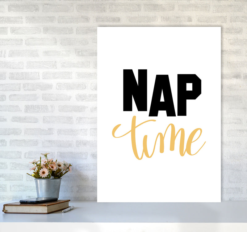 Nap Time Black And Mustard Framed Typography Wall Art Print A1 Black Frame