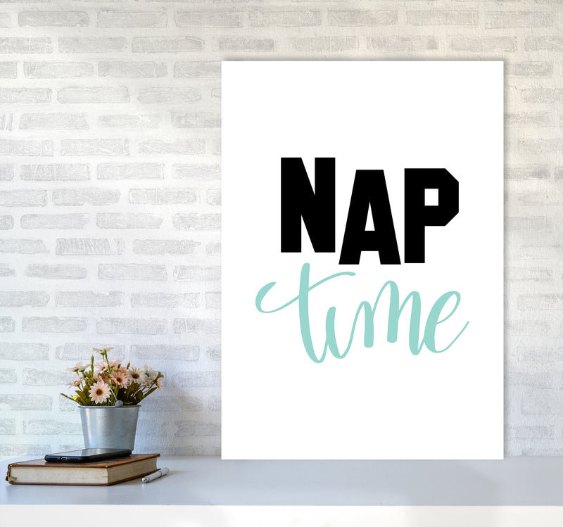 Nap Time Black And Mint Framed Typography Wall Art Print A1 Black Frame