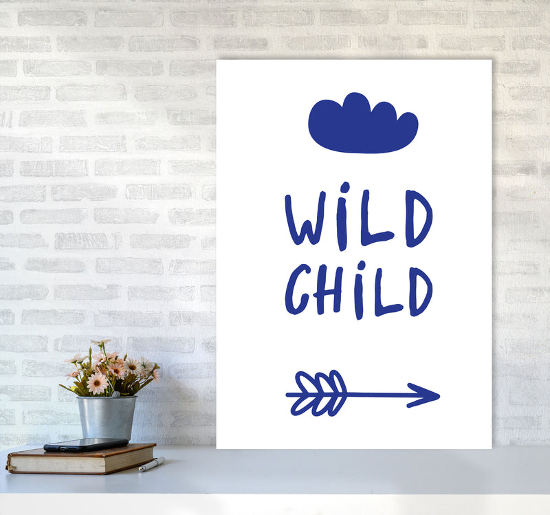Wild Child Navy Framed Nursey Wall Art Print A1 Black Frame