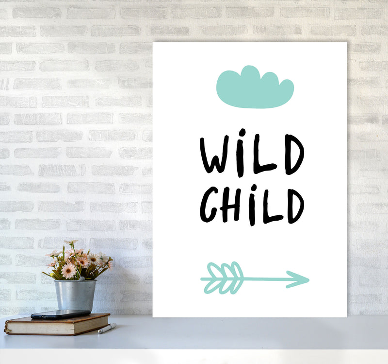 Wild Child Mint And Black Framed Nursey Wall Art Print A1 Black Frame