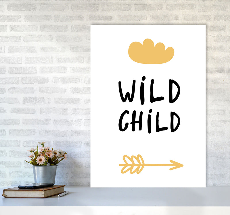 Wild Child Mustard And Black Framed Nursey Wall Art Print A1 Black Frame