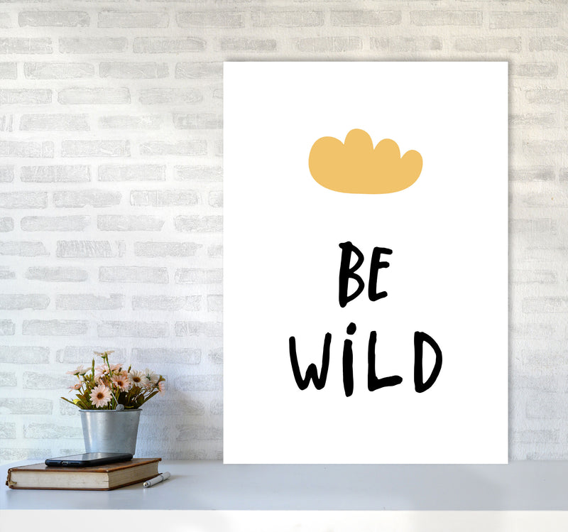 Be Wild Mustard Cloud Framed Typography Wall Art Print A1 Black Frame