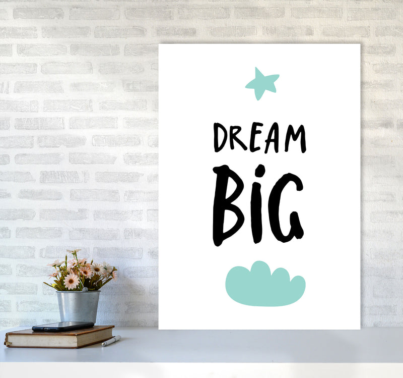 Dream Big Mint Cloud Framed Typography Wall Art Print A1 Black Frame