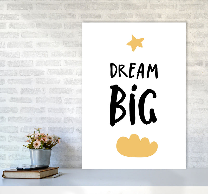 Dream Big Yellow Cloud Framed Typography Wall Art Print A1 Black Frame
