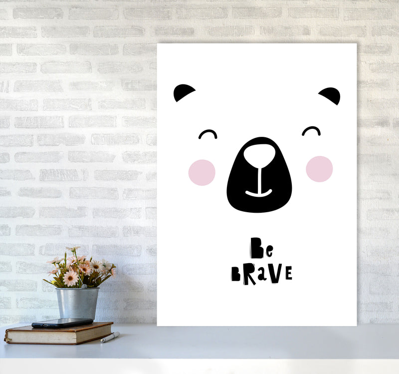 Be Brave Bear Face Framed Typography Wall Art Print A1 Black Frame