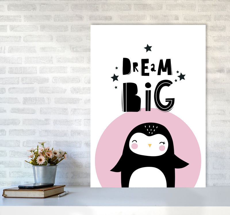 Dream Big Penguin Framed Nursey Wall Art Print A1 Black Frame