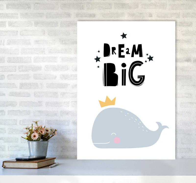 Dream Big Whale Framed Nursey Wall Art Print A1 Black Frame
