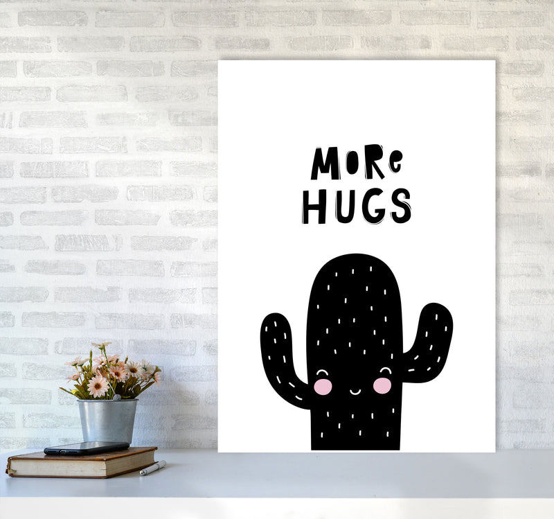 More Hugs Cactus Framed Typography Wall Art Print A1 Black Frame