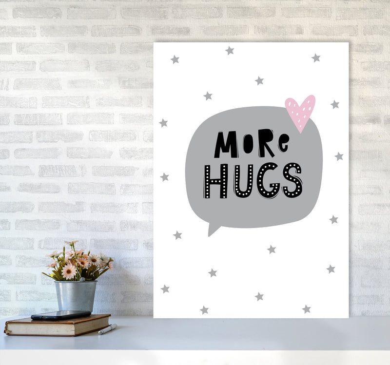 More Hugs Speech Bubble Framed Typography Wall Art Print A1 Black Frame