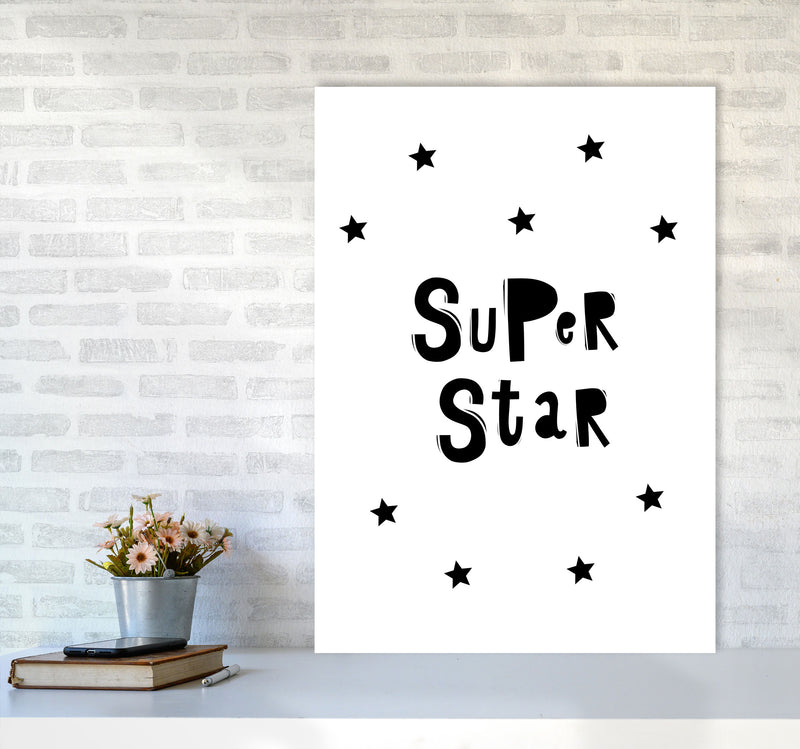 Super Star Scandi Framed Nursey Wall Art Print A1 Black Frame