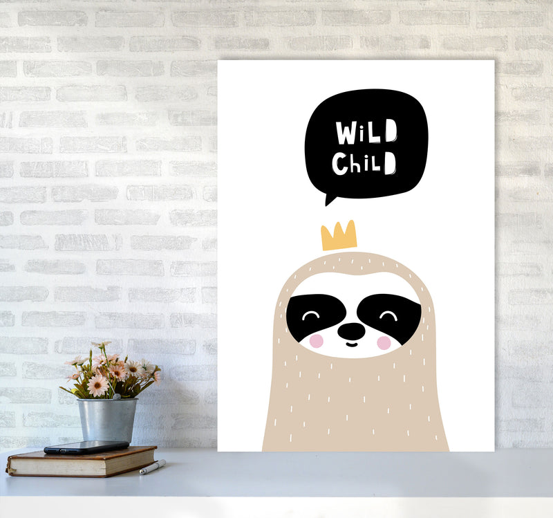 Wild Child Sloth Framed Nursey Wall Art Print A1 Black Frame