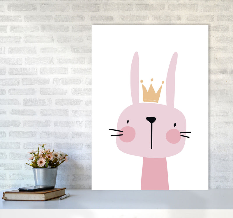 Pink Bunny Modern Print Animal Art Print A1 Black Frame