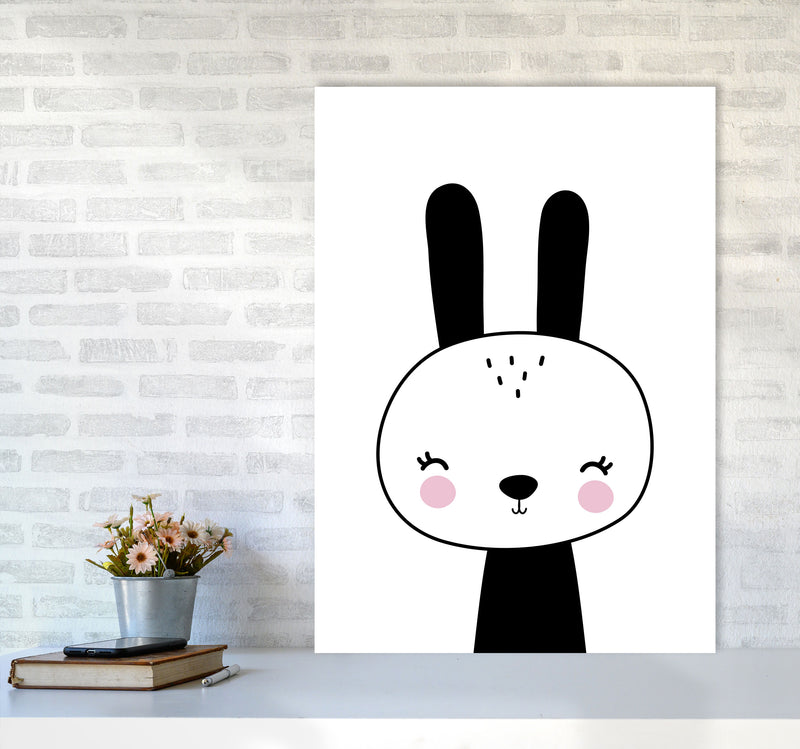 Black And White Scandi Bunny Modern Print Animal Art Print A1 Black Frame