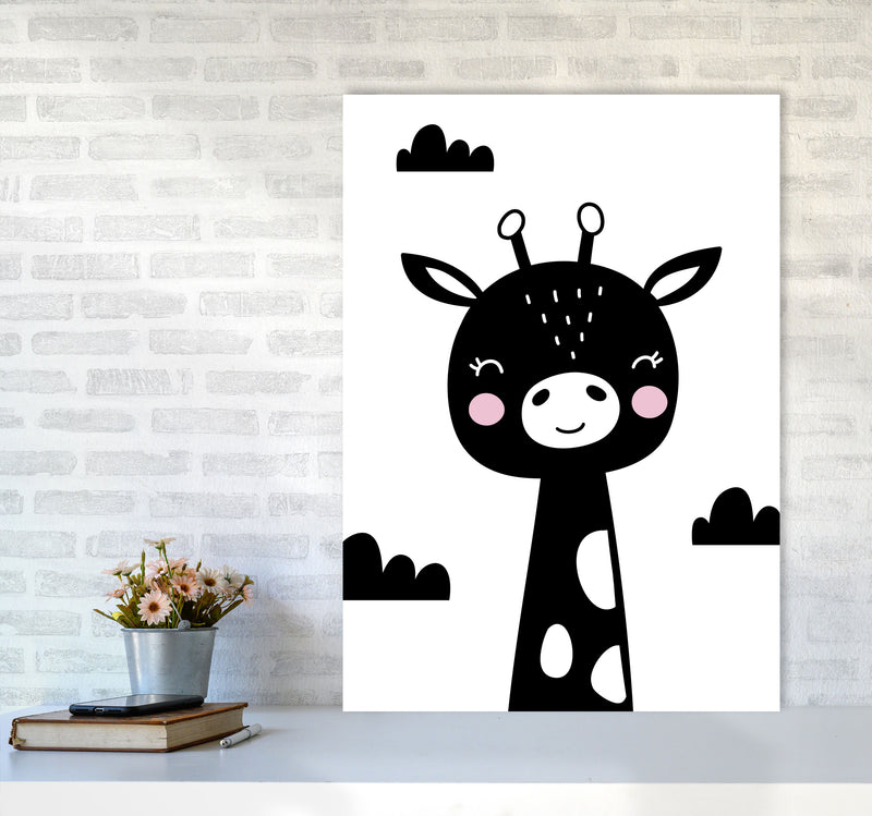 Scandi Black Giraffe Framed Nursey Wall Art Print A1 Black Frame